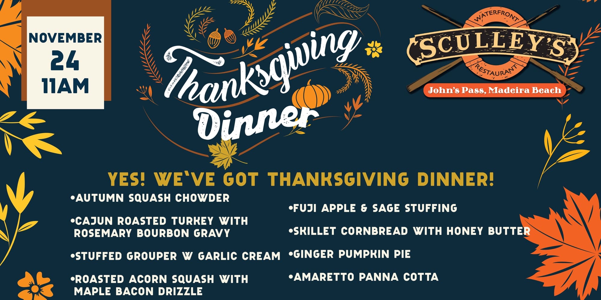 Read more about the article Thanksgiving Dinner at Sculley’s!