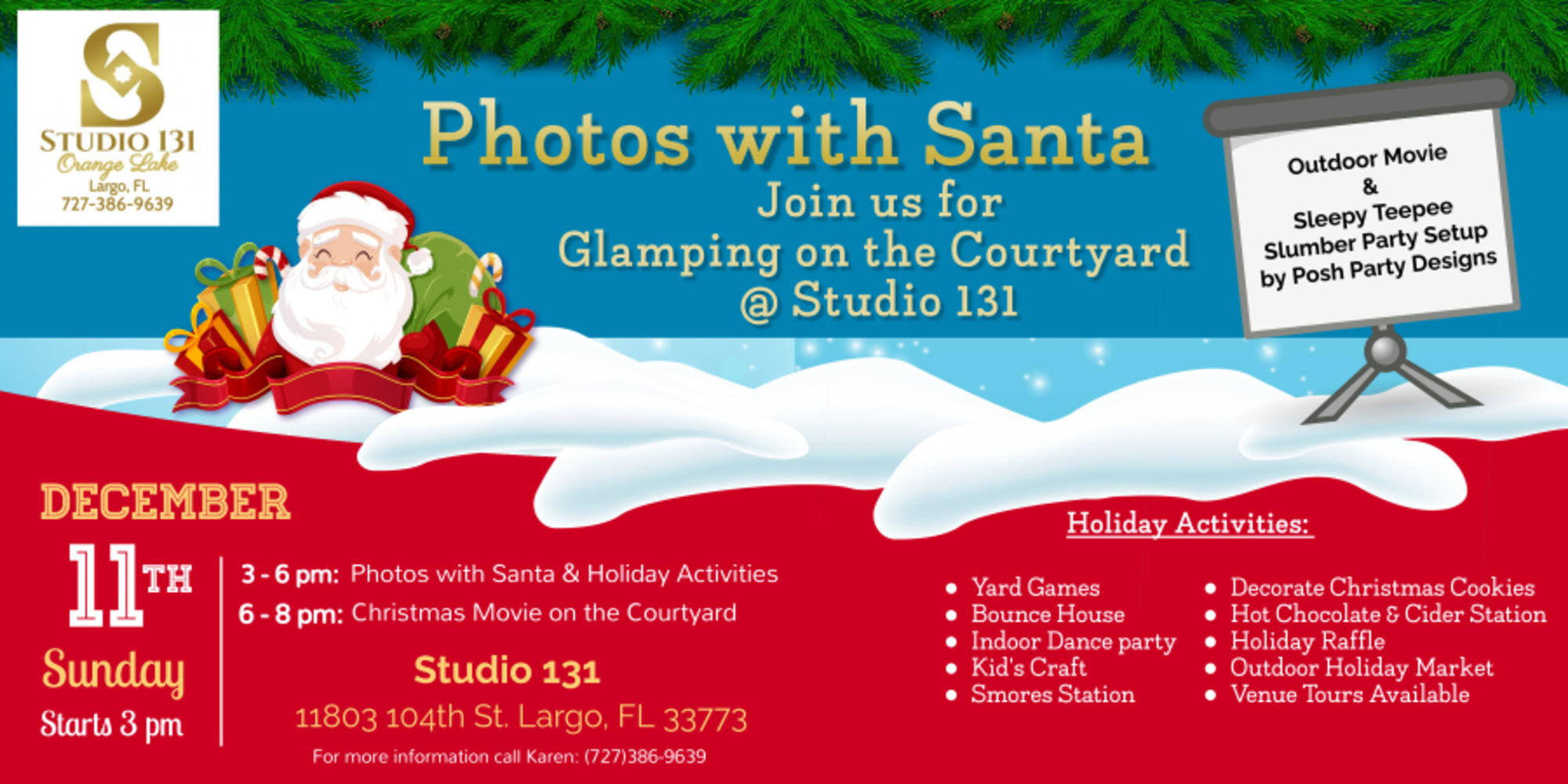 Read more about the article Photos with Santa and Glamping on the Courtyard @ Studio 131
