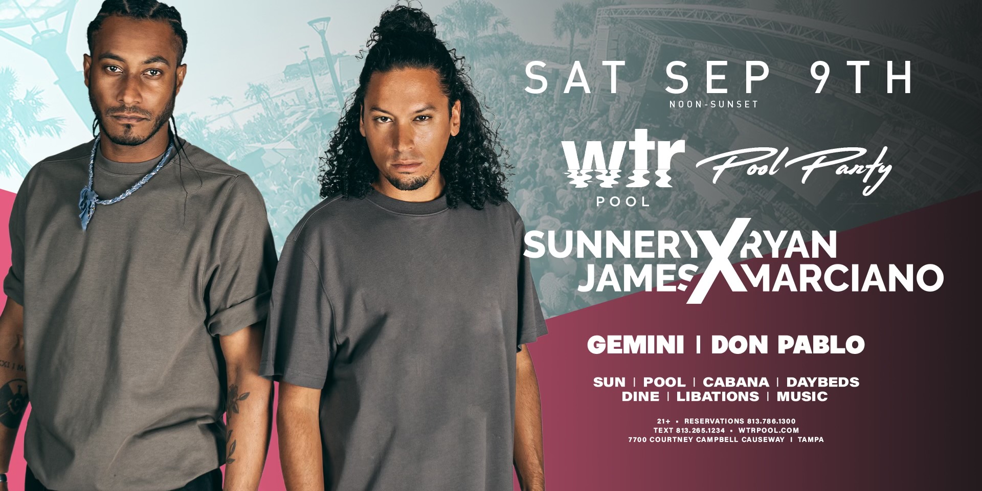 Read more about the article September 9th | Sunnery James x Ryan Marciano | Pool Party