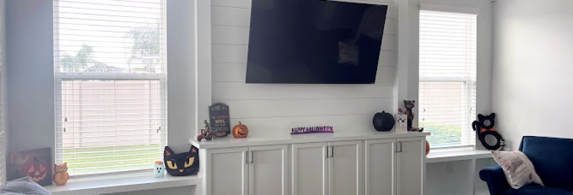 Crown Molding Install & Custom Built-Ins Entertainment Center | Tampa Bay